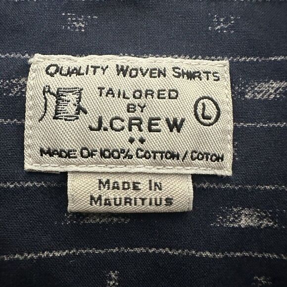 J.Crew Shirt Mens L Blue Geometric Woven Long Sleeve Button Down Pocket Adult - Picture 2 of 6